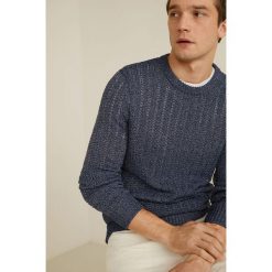 Mango Man - Sweter Forest. Niebieskie swetry męskie marki Mango Man, s, bez wzorów, z bawełny, z okrągłym kołnierzem, bez kaptura. Za 199,90 zł.