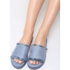 Niebieskie Klapki Chiffon. Niebieskie klapki damskie Born2be, w paski, bez obcasa, na płaskiej podeszwie. Za 39,99 zł.