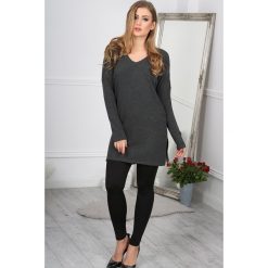 Ciemnoszara Minimalistyczna Sukienka 1089. Szare sukienki damskie Fasardi, s, bez wzorów, bez kołnierzyka, bez rękawów. Za 39,00 zł.