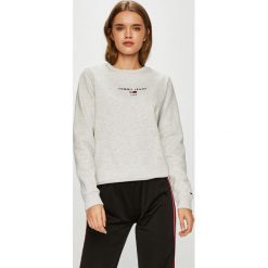Tommy Jeans - Bluza. Szare bluzy rozpinane damskie Tommy Jeans, l, z nadrukiem, z bawełny, bez kaptura. Za 299,90 zł.
