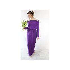 SUKIENKA LONG MAXI BAKŁAŻAN. Fioletowe długie sukienki marki Meleksima, l, z materiału, z długim rękawem, oversize. Za 132,30 zł.