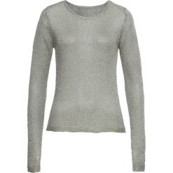 Sweter z połyskiem bonprix zielony eukaliptusowy. Zielone swetry damskie marki bonprix, bez wzorów, bez rękawów, bez kaptura. Za 44,99 zł.