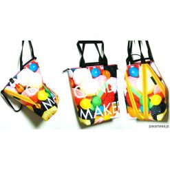 1220 art MIMA bag UNI & Szymon Kurpiewski print. Białe torebki klasyczne damskie marki Pakamera, w paski, biznesowe, na ramię, bez dodatków. Za 399,00 zł.