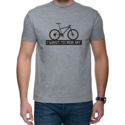 Koszulka T-SHIRT I want to ride MTB gray. Szare koszulki męskie studioixi, m, z nadrukiem, bez kołnierzyka, bez rękawów. Za 75,00 zł.