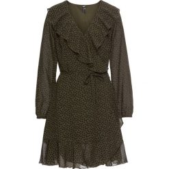 Sukienki: Must have: sukienka kopertowa z falbanami bonprix ciemnooliwkowo-czarny w kropki