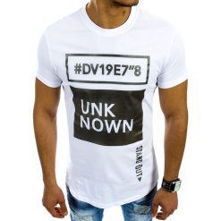T-shirty męskie: T-shirt męski z nadrukiem biały (rx2114)