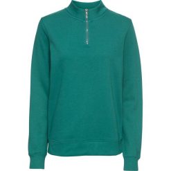 Bluza z zamkiem, długi rękaw bonprix dymny zielony. Zielone bluzy damskie marki bonprix, bez wzorów, z długim rękawem, długie, bez kaptura. Za 54,99 zł.