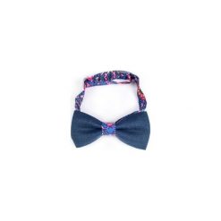MUCHA LNIANA GOTOWA PINK ORIENTAL. Niebieskie muszki męskie marki R3s men's accessories, bez wzorów, ze lnu. Za 59,00 zł.