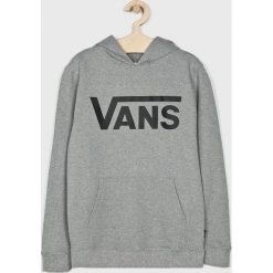 Vans - Bluza dziecięca. Szare bluzy chłopięce Vans, z nadrukiem, z bawełny, bez rękawów, z kapturem. W wyprzedaży za 199,90 zł.