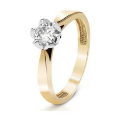 Zjawiskowy Pierścionek Złoty - złoto 585, Brylant 0,52ct. Żółte pierścionki damskie W.KRUK, z brylantem, złote. Za 16190,00 zł.