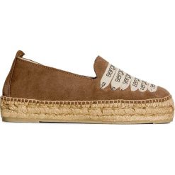 Espadryle SERGIO ROSSI x MANEBI. Brązowe espadryle damskie Manebi, bez wzorów, ze skóry, na wysokim obcasie. Za 930,00 zł.