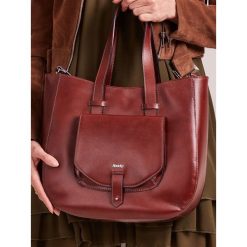 Włoska torebka skórzana shopper bag brązowa Rovicky TWR-64 - Brąz. Pomarańczowe torby damskie na zakupy ROVICKY, bez wzorów, ze skóry, bez dodatków. Za 299,99 zł.
