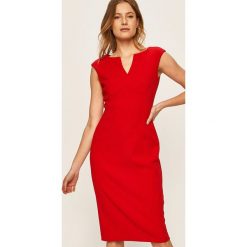 Dkny - Sukienka. Czerwone sukienki damskie DKNY, na co dzień, bez wzorów, z elastanu, casualowe, bez kołnierzyka, bez rękawów, midi, proste. Za 649,90 zł.