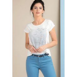 Bluzka z printem. Szare bluzki damskie Monnari, bez wzorów, z bawełny, bez kołnierzyka. Za 39,95 zł.