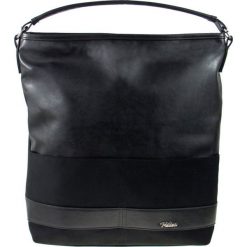 Torebka damska worek shopper MILTON ML13 czarna - Czarny. Czarne torby damskie na zakupy Milton, w paski, ze skóry ekologicznej, przez ramię, bez dodatków. Za 119,99 zł.