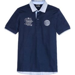 Shirt polo z podwójnym kołnierzykiem bonprix ciemnoniebieski. Niebieskie koszulki męskie bonprix, s, bez wzorów, sportowe, polo, bez rękawów. Za 79,99 zł.