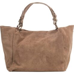 Shopper bag damskie: Skórzana torebka w kolorze szarobrązowym – 42 x 20 x 40 cm
