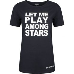 Emporio Armani T-shirt. Bluzki damskie Emporio Armani, z nadrukiem, z okrągłym kołnierzem. Za 159,00 zł.