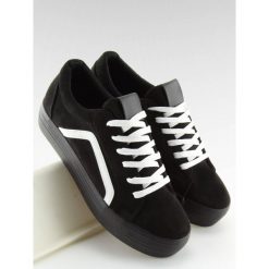 Trampki wysoka podeszwa czarne FIORE. Czarne buty sportowe damskie FunKee.pl, bez wzorów, z tkaniny, sportowe. Za 102,99 zł.