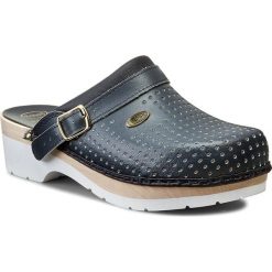 Klapki SCHOLL - Clog S/Comf.B/S Ce F20078 1040 400 Navy Blue. Niebieskie klapki męskie Scholl, z aplikacjami, ze skóry. Za 269,00 zł.