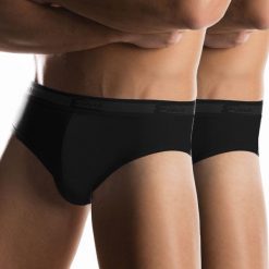 Dwupak męskich slipów Uomo noir. Slipy męskie COTONELLA, m, bez wzorów, z bawełny. Za 44,99 zł.