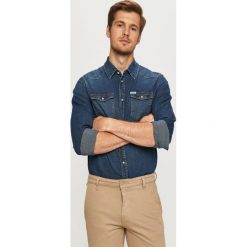 Guess Jeans - Koszula jeansowa. Niebieskie koszule męskie Guess Jeans, xl, z aplikacjami, z bawełny, klasyczne, z klasycznym kołnierzykiem, z długim rękawem. Za 369,90 zł.