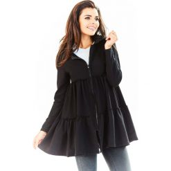 Czarna Bluza Rozpinana z Falbankami. Czarne bluzki damskie Molly.pl, na zimę, s, z aplikacjami, z dzianiny, bez rękawów, bez kaptura. Za 128,90 zł.