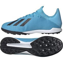 Buty piłkarskie adidas X 19.3 Tf M F35375. Niebieskie buty sportowe męskie Adidas, na jesień, z włókna, na sznurówki, do piłki nożnej. W wyprzedaży za 379,00 zł.