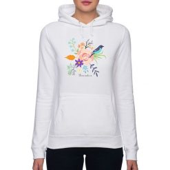 Bluza damska. Kwiaty i ptaki. Szare bluzy rozpinane damskie Pakamera, w kwiaty, z kapturem. Za 119,00 zł.