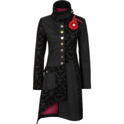 Płaszcz bonprix czarny. Czarne płaszcze damskie bonprix, z aplikacjami, z materiału. Za 319,99 zł.