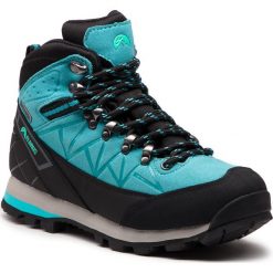 Trekkingi ELBRUS - Muerto Mid Wp Turquoise/Black/Mint. Niebieskie trapery damskie ELBRUS, z tworzywa sztucznego, bez obcasa, bez zapięcia. W wyprzedaży za 259,00 zł.