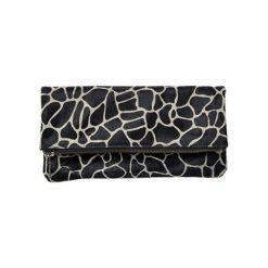 Kopertówki damskie: Skórzana kopertówka w kolorze czarno-białym – (S)26 x (W)12 x (G)2 cm