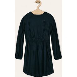 Tommy Hilfiger - Sukienka dziecięca 128-176 cm. Niebieskie sukienki dziewczęce TOMMY HILFIGER, z aplikacjami, z poliesteru, casualowe, z długim rękawem, długie, maxi, proste. Za 339,90 zł.