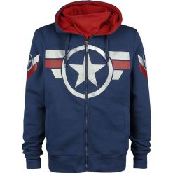 Captain America Soldier Bluza z kapturem rozpinana ciemnoniebieski. Niebieskie bluzy męskie marki Captain America, xl, z nadrukiem, z tworzywa sztucznego, z kapturem. Za 264,90 zł.