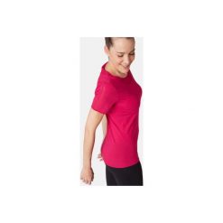 Koszulka krótki rękaw Gym & Pilates 520 z tiulem damska czerwona. Różowe koszulki damskie NYAMBA, s, bez wzorów, z elastanu, bez kołnierzyka, z krótkim rękawem. Za 54,99 zł.