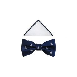 Granatowa mucha męska w białe żaglówki A238. Białe muszki męskie Modini Moda Męska, na co dzień, bez wzorów, z tkaniny, eleganckie. Za 44,55 zł.