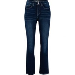 Dżinsy ze stretchem z klasycznego denimu BOOTCUT bonprix ciemnoniebieski denim. Niebieskie jeansy damskie bonprix, z jeansu. Za 109,99 zł.