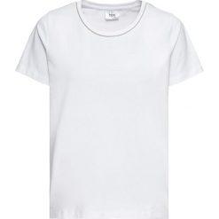 Shirt z ozdobnym łańcuszkiem bonprix biały. Białe koszulki damskie marki bonprix, bez wzorów, wizytowe, bez kołnierzyka. Za 34,99 zł.