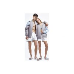 Bomber pianka błękit(UNISEX). Szare bluzy damskie marki Kozacki Mops, s, z haftami, z bawełny, bez rękawów, bez kaptura. Za 279,00 zł.