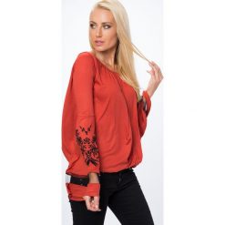 Bluzki damskie: Bluzka z haftami ruda MP16157