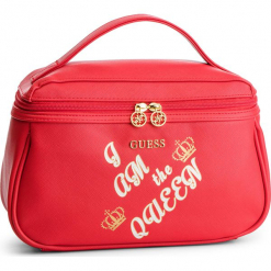 Kosmetyczka GUESS - PWBEQU P8416 RED. Czerwone kosmetyczki damskie Guess, z aplikacjami, ze skóry ekologicznej. Za 229,00 zł.