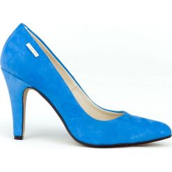 Szpilki - skóra naturalna - model 035 - kolor szafirowy. Niebieskie czółenka damskie Zapato, na imprezę, z nadrukiem, ze skóry, eleganckie, na wysokim obcasie, na obcasie, bez zapięcia. W wyprzedaży za 179,40 zł.