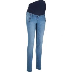 Dżinsy ciążowe SKINNY bonprix niebieski "bleached”. Niebieskie jeansy damskie bonprix, z jeansu. Za 99,99 zł.