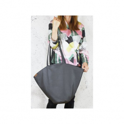Shelly bag grafitowa torba na ramię z zamkiem Vegan. Szare torebki klasyczne damskie marki Hairoo, w paski, z nubiku, na ramię. Za 180,00 zł.