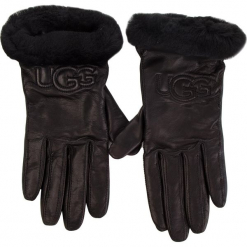 Rękawiczki Damskie UGG - W Classic Leather Logo Glove 17440 Black. Czarne rękawiczki damskie marki Ugg, bez wzorów, ze skóry. W wyprzedaży za 359,00 zł.