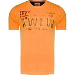 T-shirt AERONAUTICA MILITARE. Białe t-shirty męskie Aeronautica Militare, z nadrukiem, z bawełny, militarne, z okrągłym kołnierzem. W wyprzedaży za 205,00 zł.