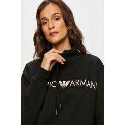 Emporio Armani - Bluza. Czarne bluzy damskie Emporio Armani, s, z nadrukiem, z elastanu, bez rękawów, z kapturem. Za 449,90 zł.