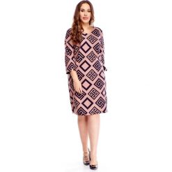 Wzorzysta sukienka z rękawem 3/4 brązowy. Pomarańczowe sukienki damskie N/A, plus size, bez wzorów, z elastanu, bez kołnierzyka, plus size, bez rękawów. Za 229,76 zł.