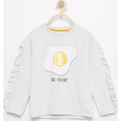 Bluzy dziewczęce: Bluza z falbankami na rękawach - Jasny szar