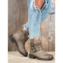 MODNE WORKERY. Workery damskie SDS, ze skóry ekologicznej, bez obcasa, bez zapięcia. Za 65,90 zł.